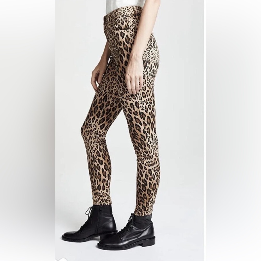 Frame Ali High Rise Cigarette Skinny Jeans Leopard Print Size 27
